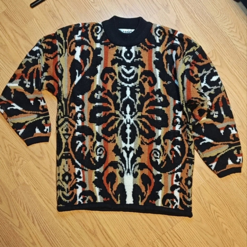 Vintage 90s Premiere Designer Collection Abstract Sweater Men's Medium Coogi Sty
